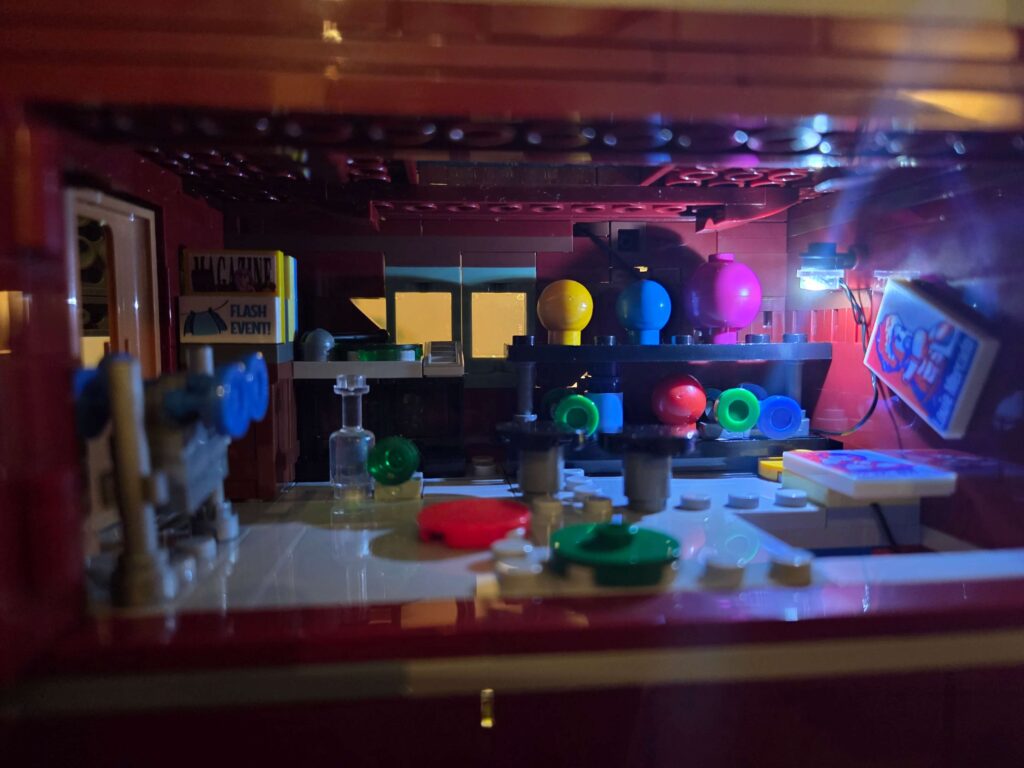 Lumibricks Boxing Club 19009 exterior with integrated LED lighting at night