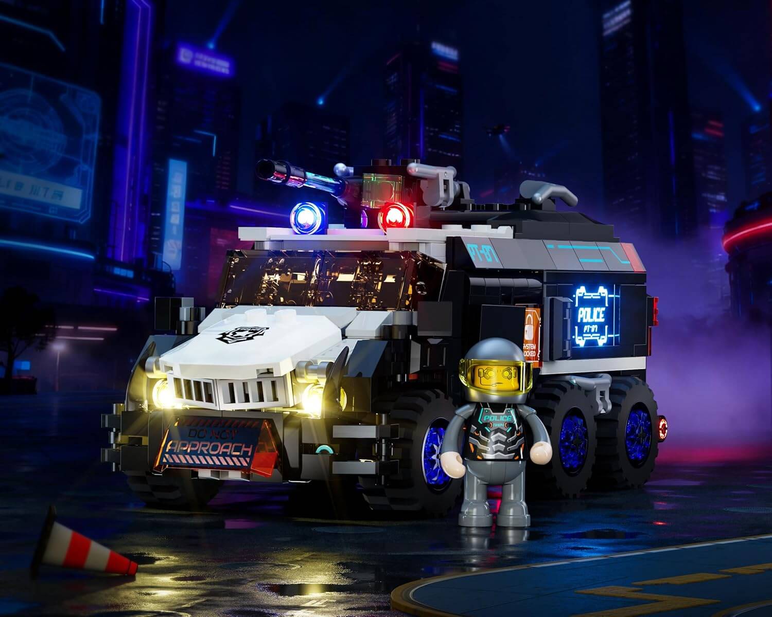 Lumibricks Cyberpunk Police Transporter
