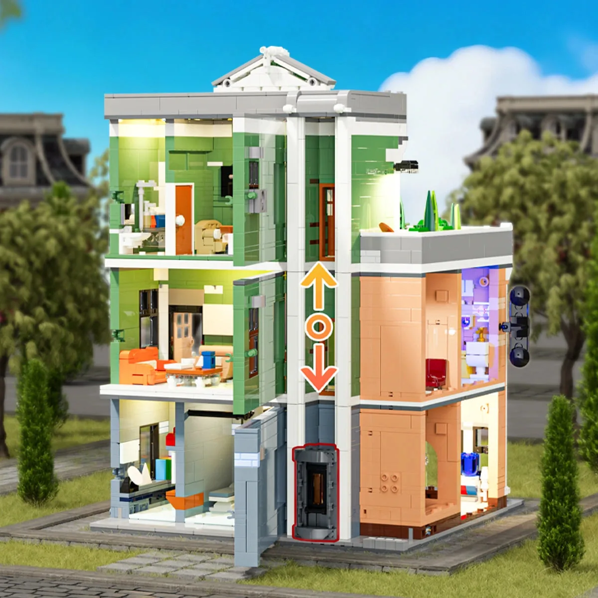 Lumibricks Greenway Clinic 15011 rear modular layout and elevator detail