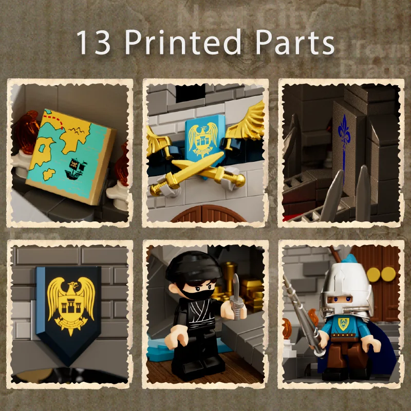 I AM BRICK Nest City Azure Throne 2363 PCS printed parts and character details