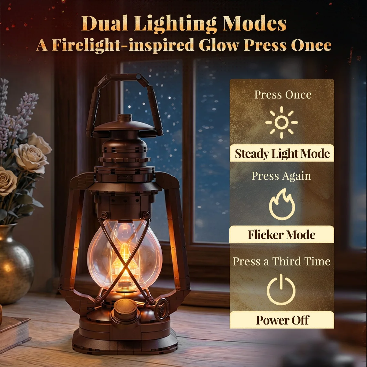 Pantasy Kerosene Lamp 85056 dual lighting modes and Type-C flame light module