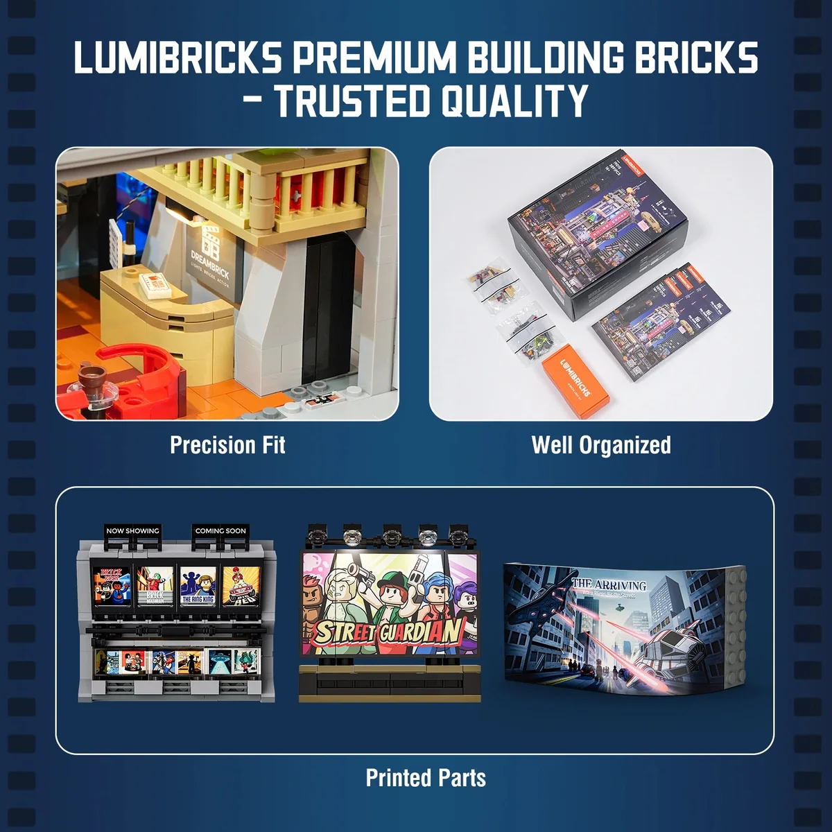Lumibricks Film Studio Tower 19015 printed film posters and billboard parts