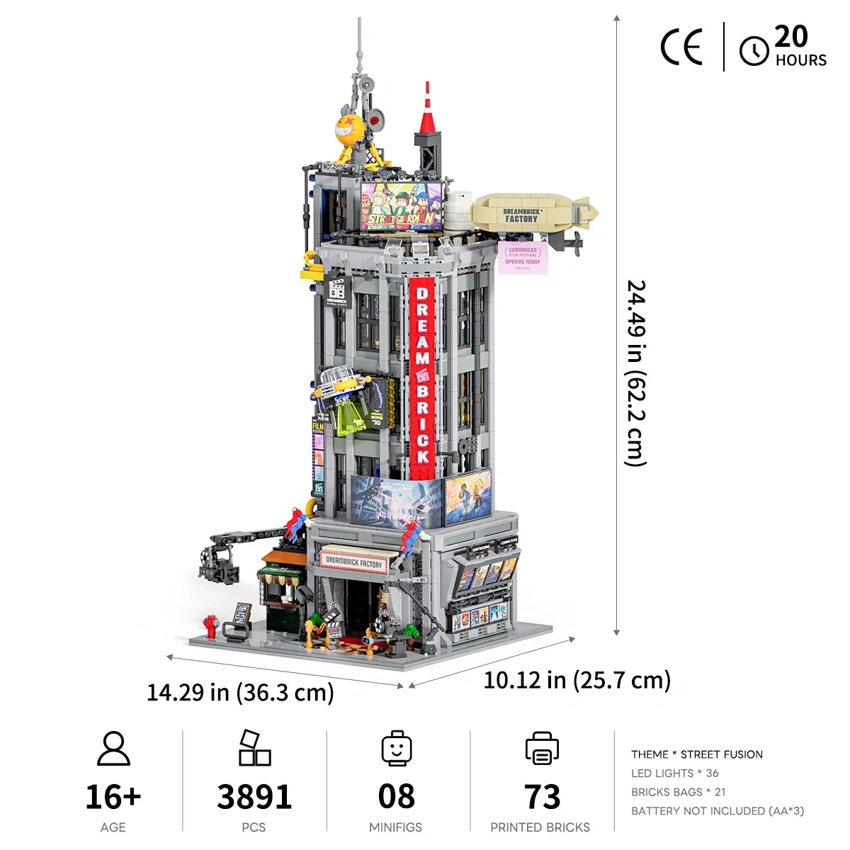 Lumibricks Film Studio Tower 19015 dimensions and specifications