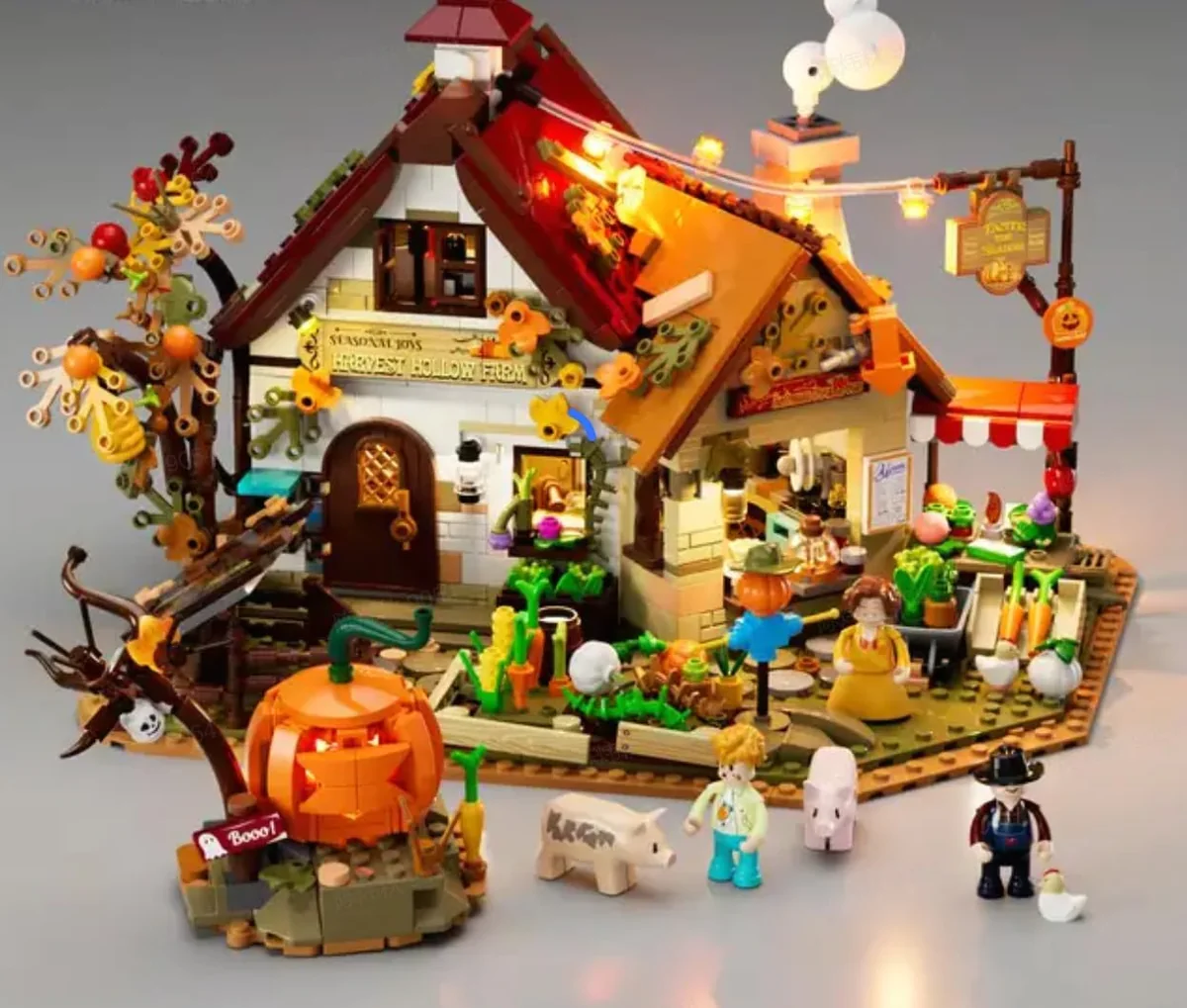 Lumibricks Autumn Farm 16013 with pumpkins and LED lighting