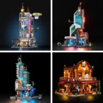Film Studio Tower, Neon Tech Tower, Neon Tech Station and Fortune Club Saloon in the July 2026 Lumibricks release wave