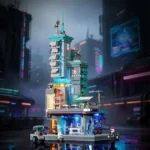 Lumibricks Neon Tech Station 17010 render with integrated lighting
