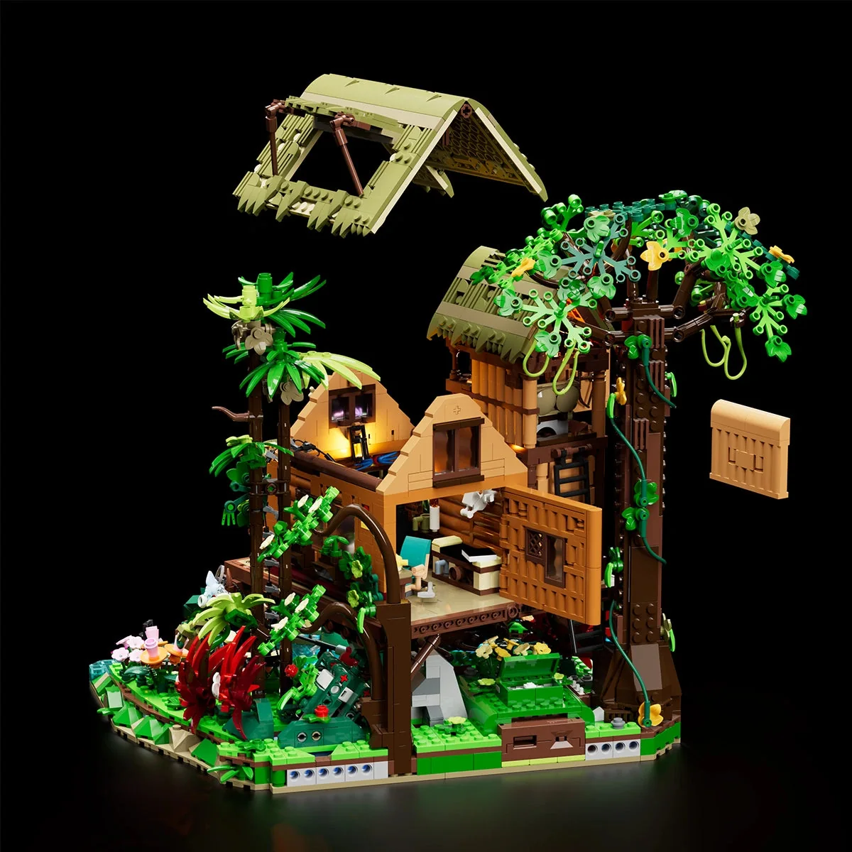 Lumibricks Misty Forest Cabin 10015 open-back cabin display