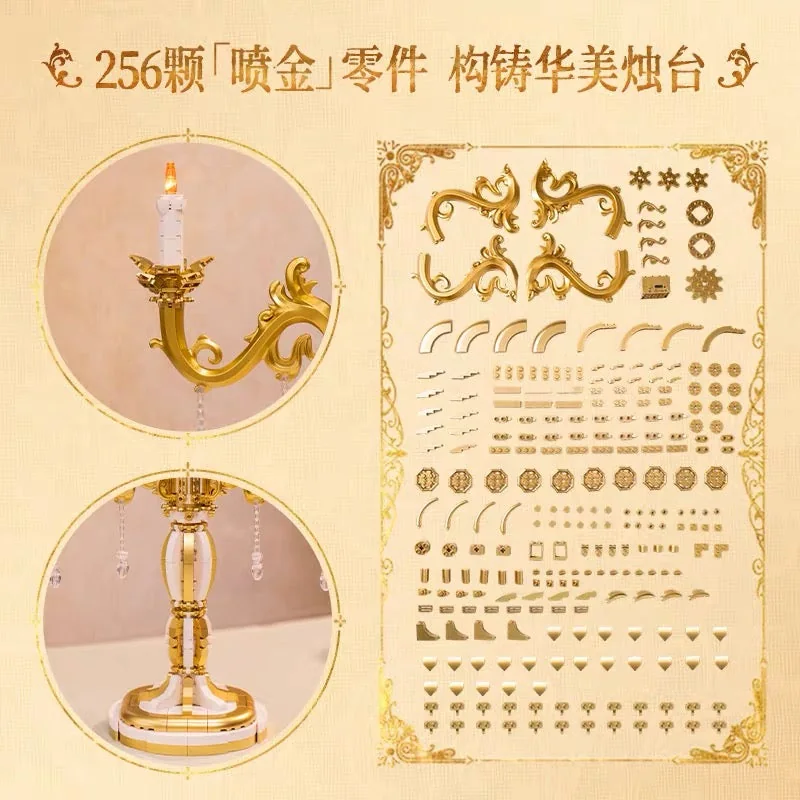Pantasy Candle Holder 85057 gold-finished decorative parts
