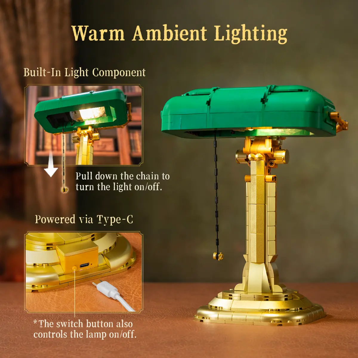 Pantasy Banker's Lamp 85055 pull-chain lighting and USB-C power