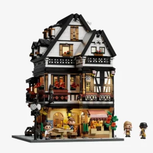 Pantasy Bavarian Tavern 85049 half-timbered exterior with four figures