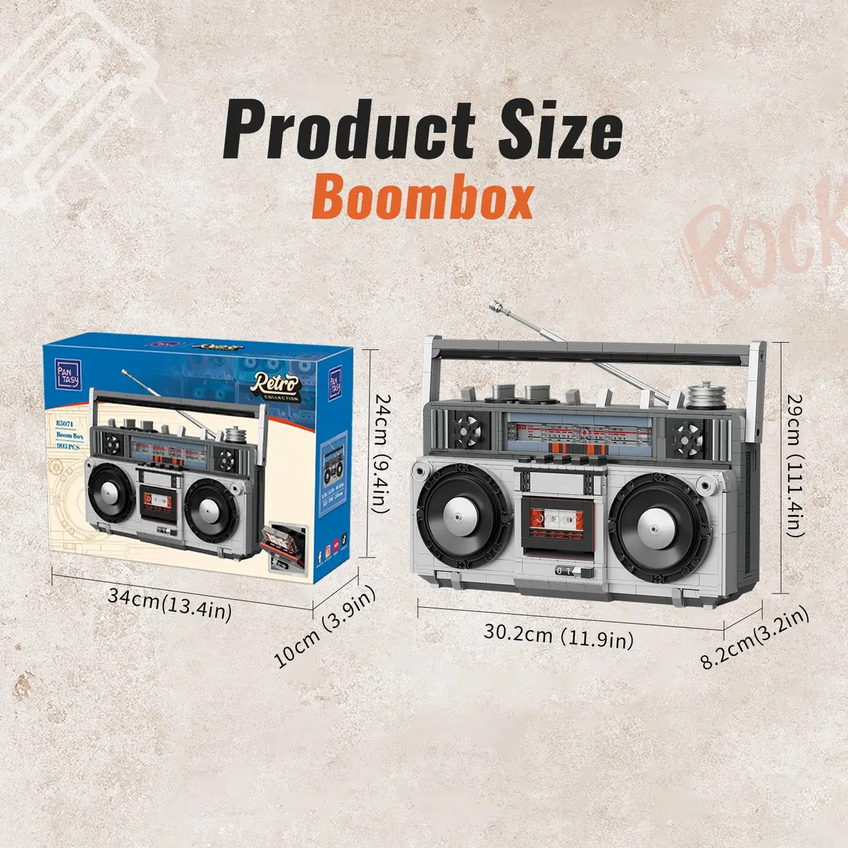 Pantasy Boombox 85074 model and box dimensions