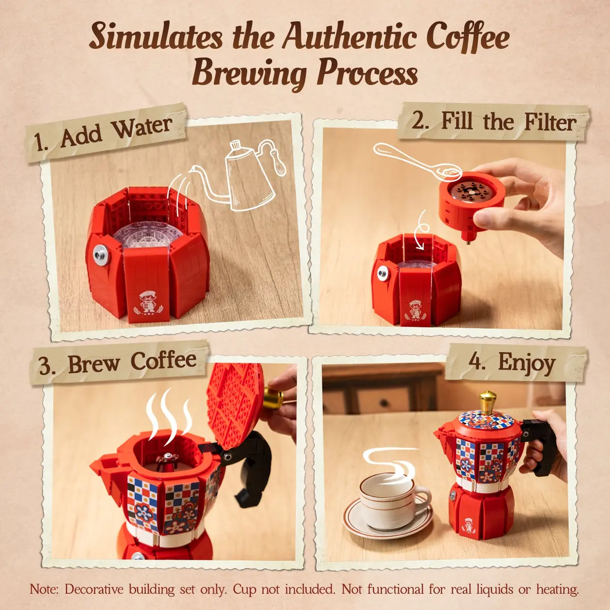 Pantasy Moka Pot 85058 simulated coffee brewing sequence