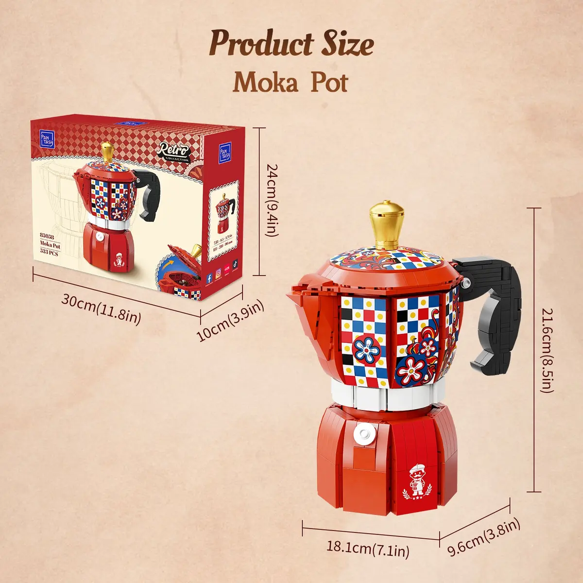 Pantasy Moka Pot 85058 dimensions