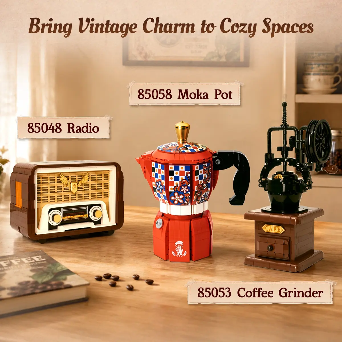 Pantasy Moka Pot 85058 with Pantasy Radio and Coffee Grinder