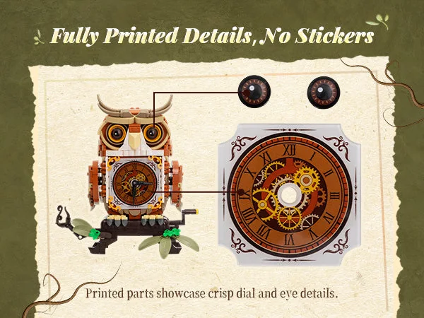 Pantasy Owl Clock 85051 printed dial and owl eye details