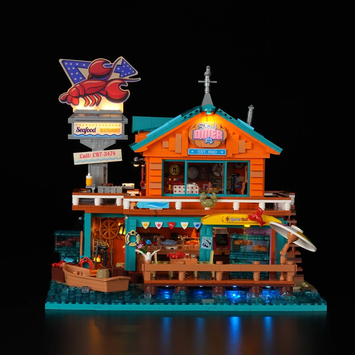 Lumibricks Seafood Restaurant 18010 lit night display