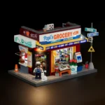 Lumibricks The Bodega 26 19017 illuminated model with Papi's Grocery storefront