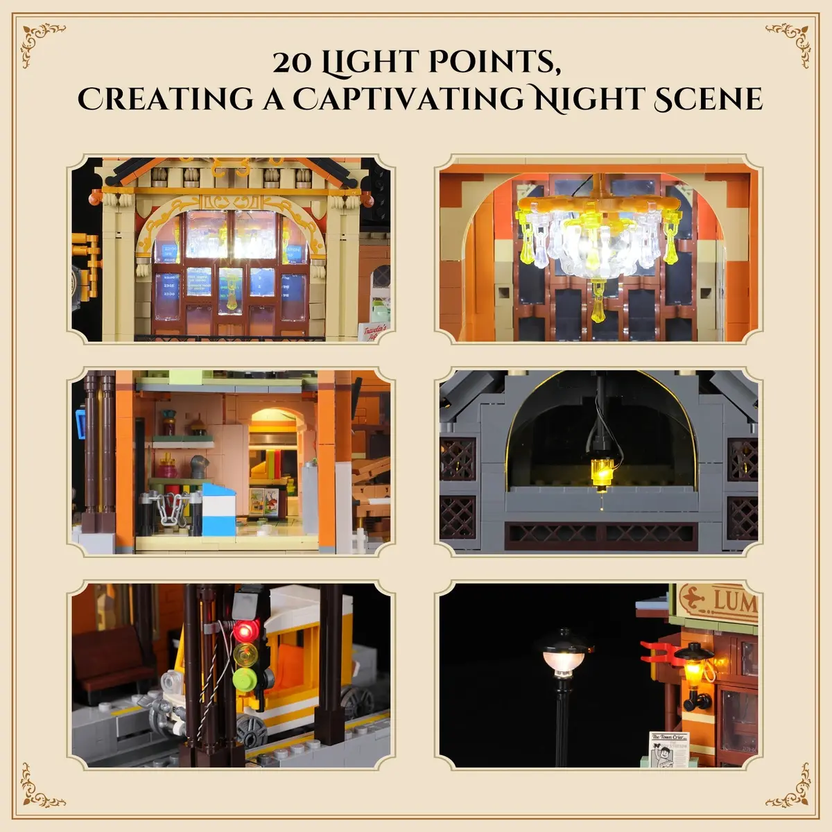 Lumibricks Train Station 15017 integrated lighting details