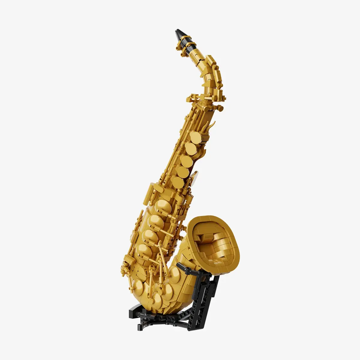 Pantasy Saxophone 85078 gold brick-built instrument on black display stand