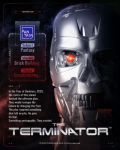 Pantasy The Terminator brick collaboration teaser featuring the T-800 endoskeleton head