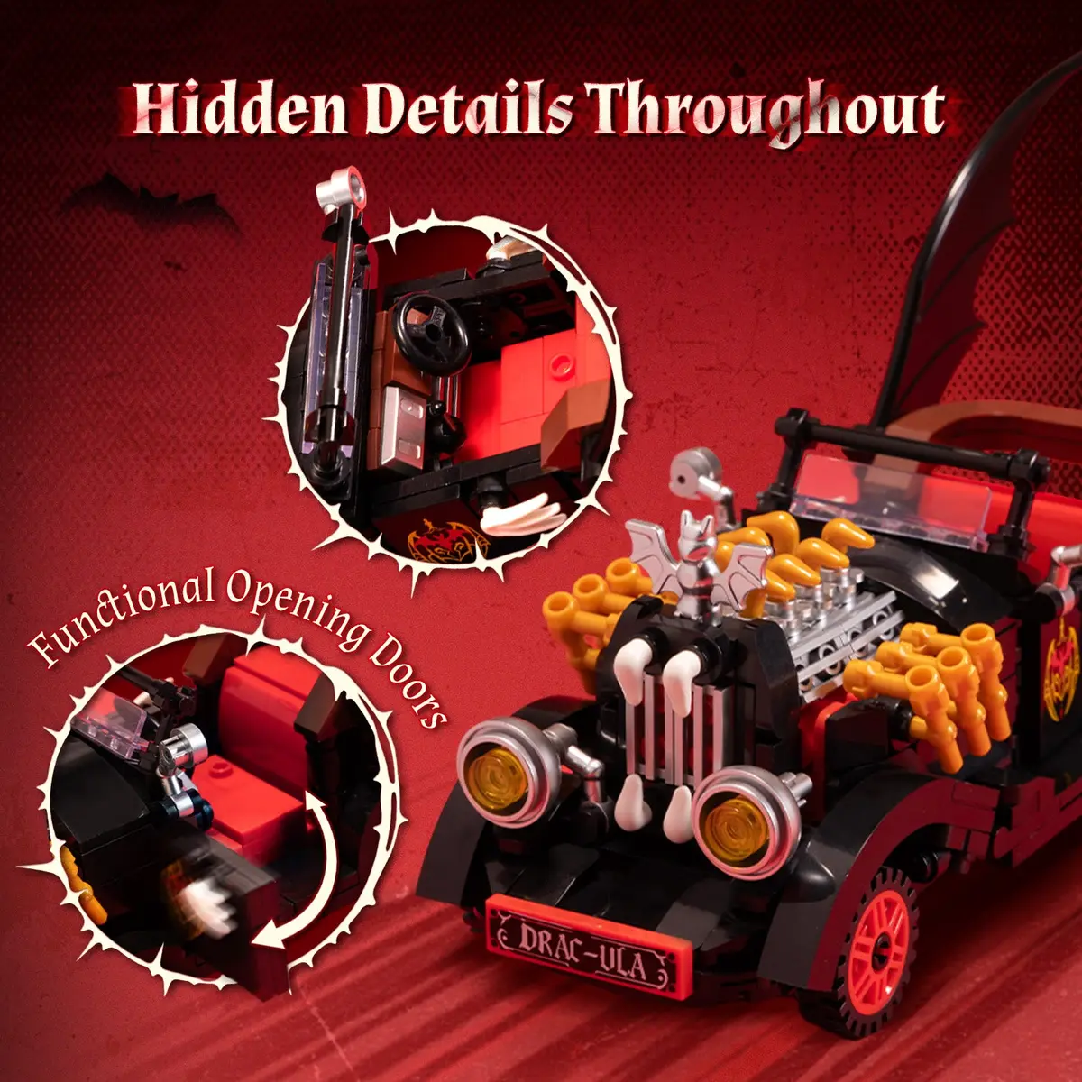 Pantasy Vampire Vintage Car 85071 opening doors and red interior
