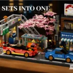 IAMBRICK Sakura Line sets 50104 and 50105 connected as one Japanese street scene