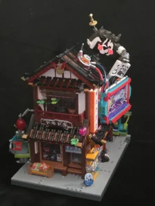 Completed Lumibricks Manga Shop 17015 in daylight from the front