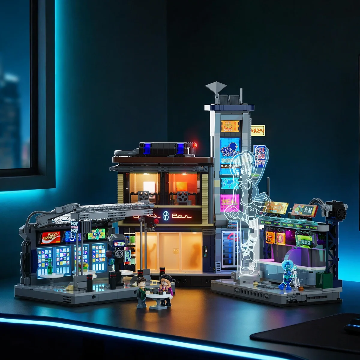 Lumibricks Blade Runner 2049 Street Market 23004 illuminated