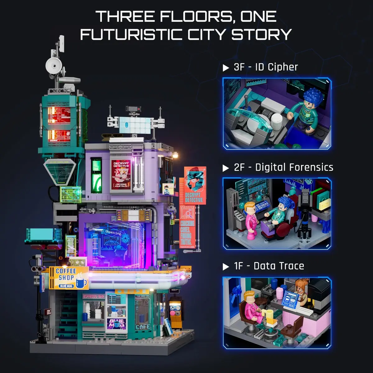 Lumibricks Detective's Office 17018 cafe, investigation workspace and upper command room
