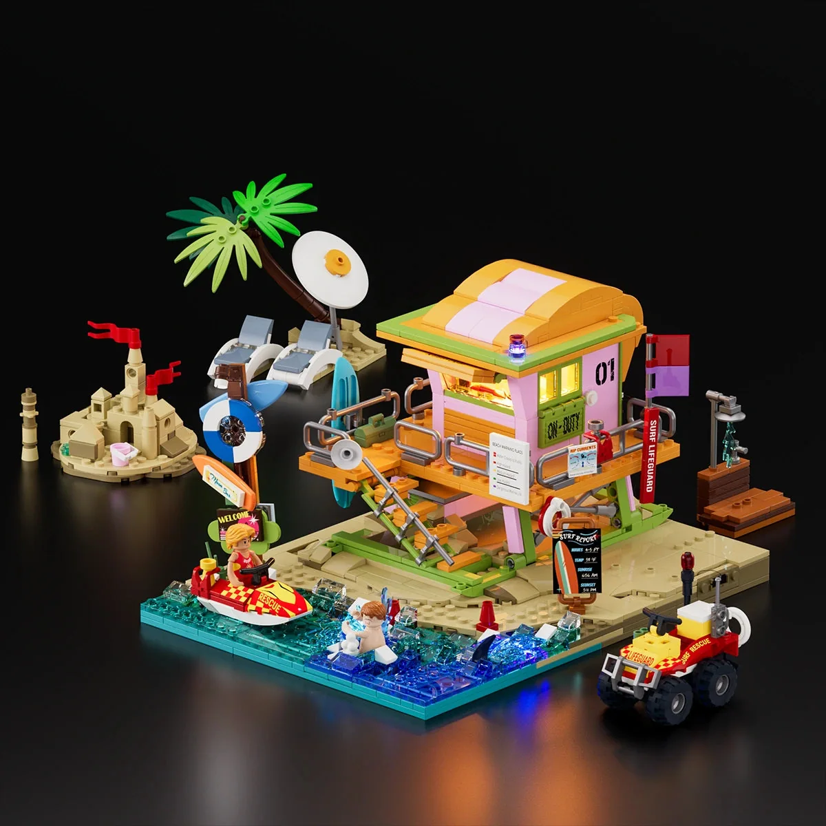 Lumibricks Beach Lifeguard Tower official illuminated product view