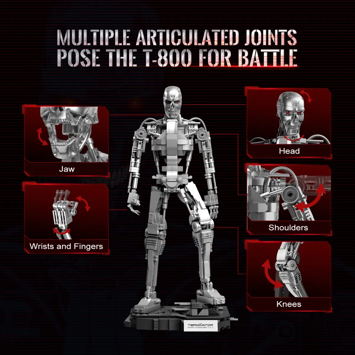 Pantasy T-800 87503 articulated jaw, head, shoulders, wrists, fingers and knees